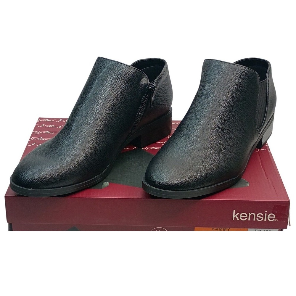 Kensie Sammy Booties Women Size 10 Black Faux Leather Ankle Boots KS252480